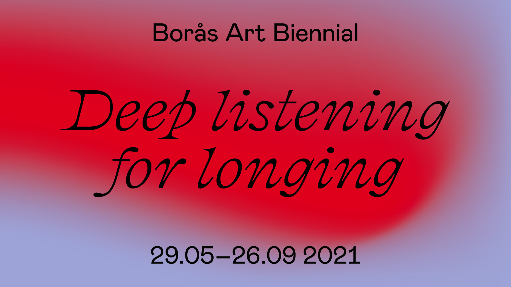 typografisk bild med texten Deep listening for longing mot lila och röd bakgrund