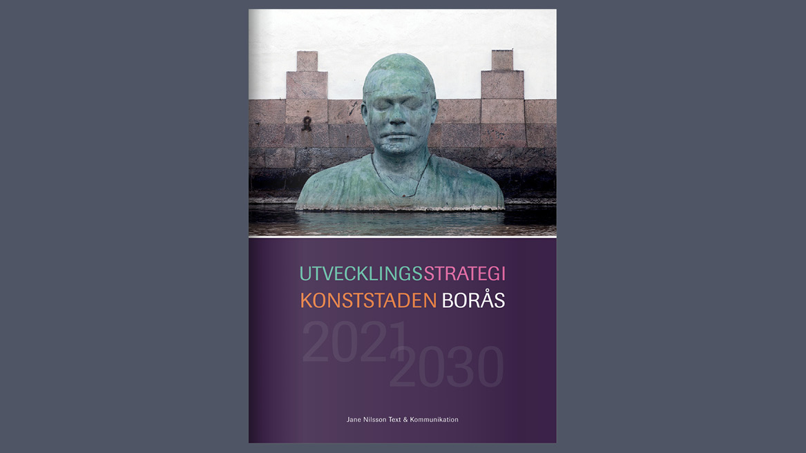 bild på framsidan av en publikation med texten Utvecklingsstrategi konststaden Borås